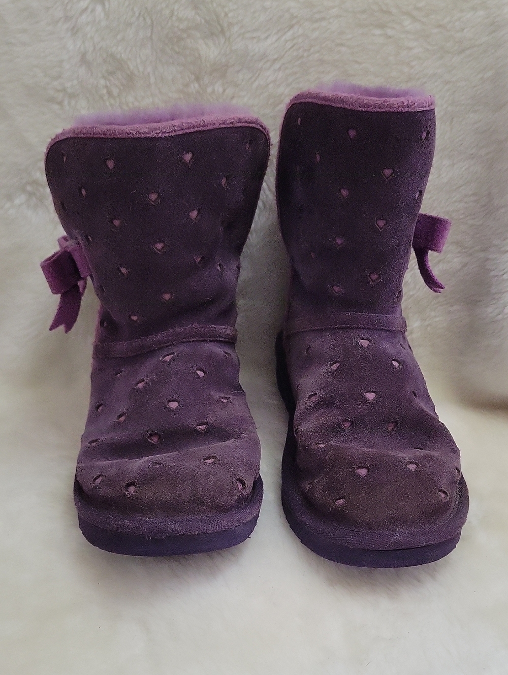 UGG Joleigh Girls purple heart boots. Size 3 Little Girl.